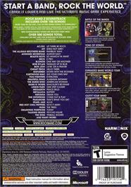 Box back cover for Rock Band 2 on the Microsoft Xbox 360.